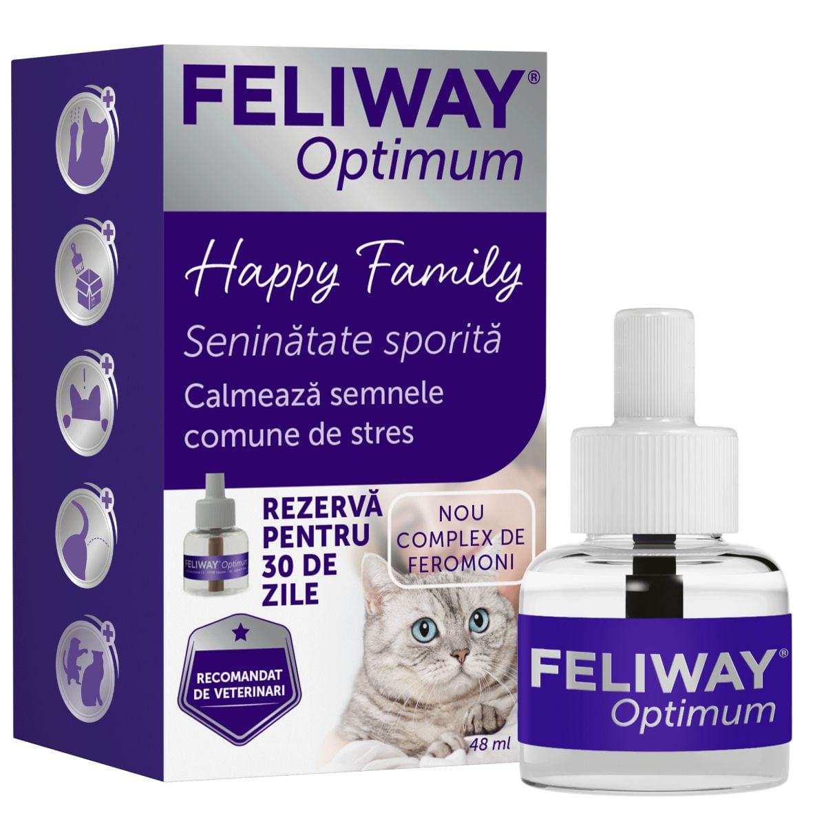 FELIWAY Optimum Rezervă diffuser, feromoni, sistem nervos &amp; calmante pisici, 48ml
